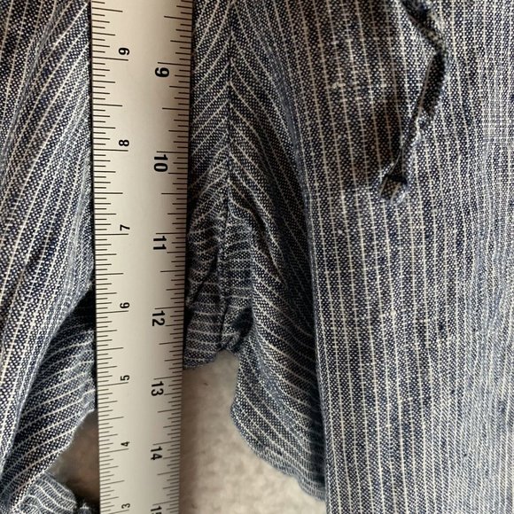 Talbots Pants Women's 8 White Blue‎ Striped Wide Leg Drawstring 100% Linen 7808 - Picture 3 of 8